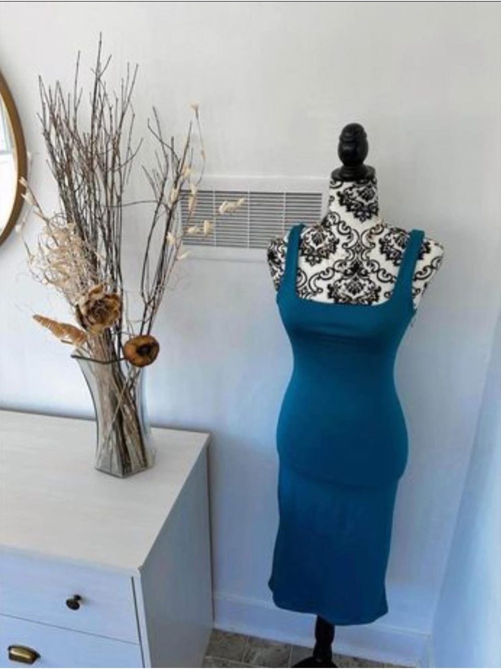 Teal Square-Neck Bodycon Dress - Women